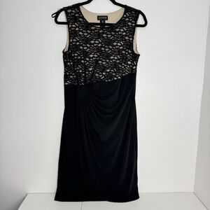 Enfocus Womens Dress 12P Black Lace Party Cocktail Faux Wrap Sleeveless
